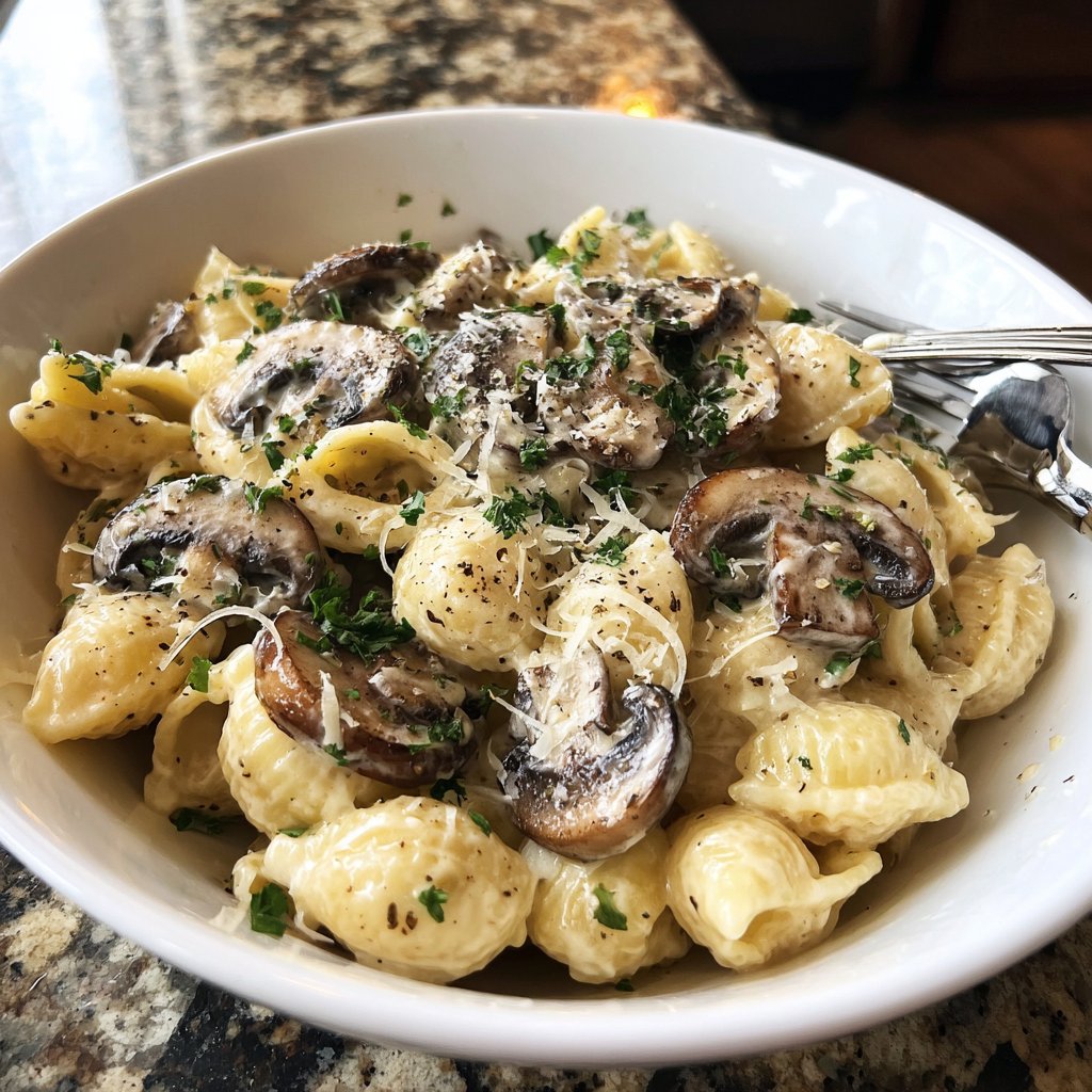 Valentine Dinner Creamy Mushroom Pasta