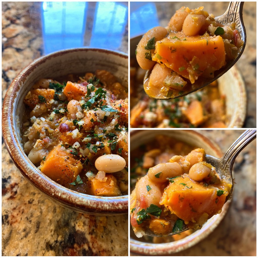 Healthy Crockpot Sweet Potato White Bean Chili