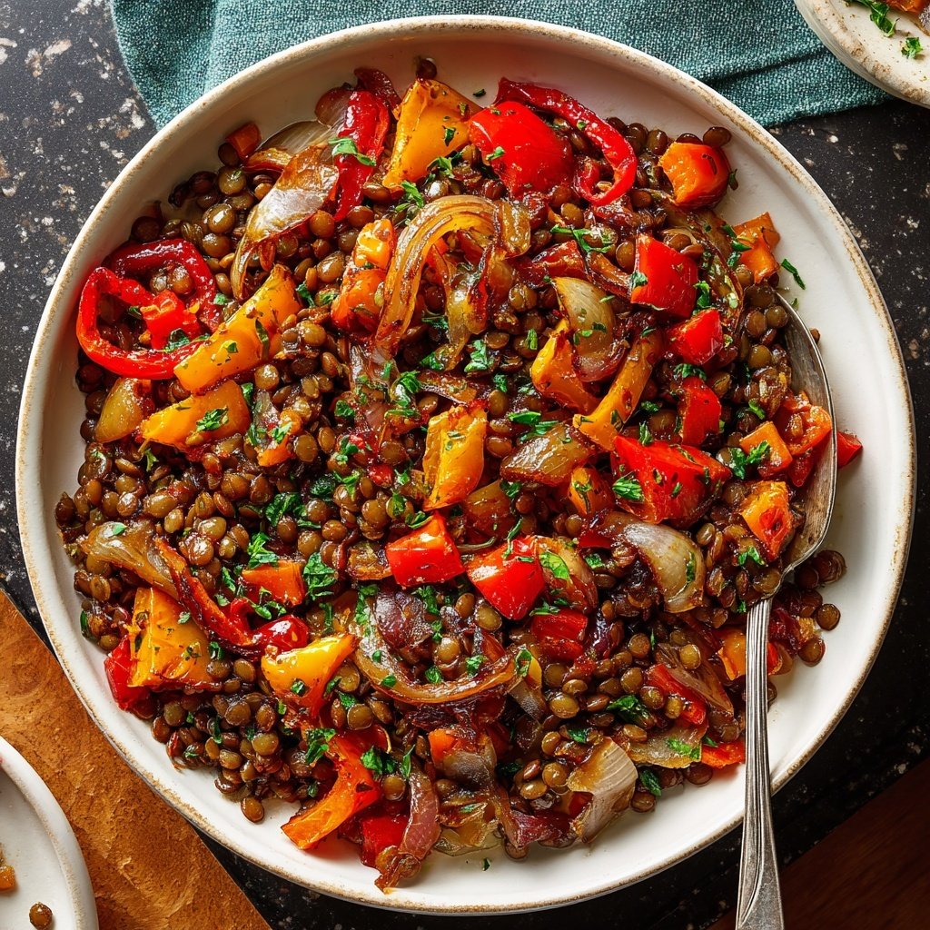 Roasted Veggie Lentil Skillet