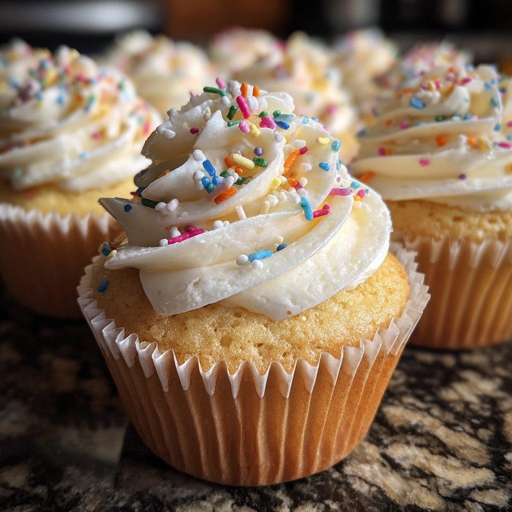Classic Soft Vanilla Birthday Cupcakes