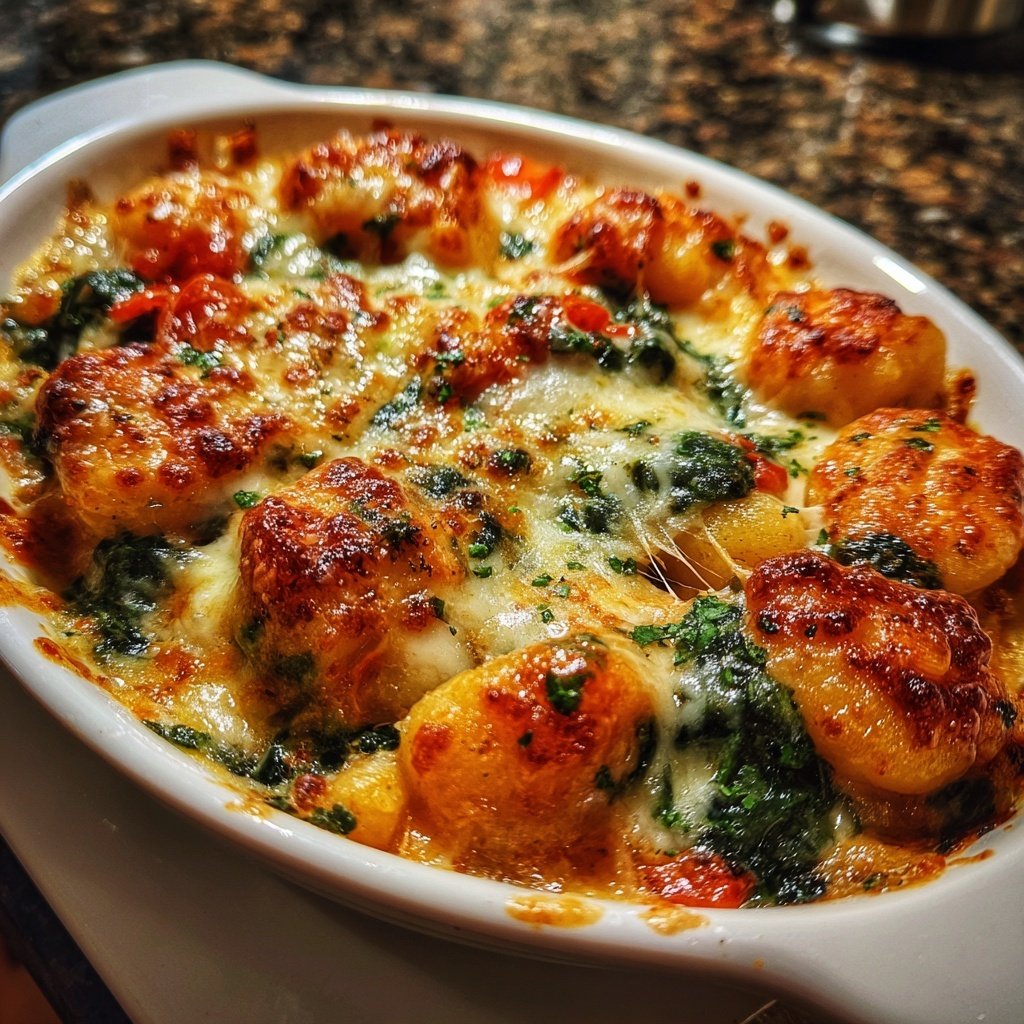 Baked Tomato Spinach Gnocchi