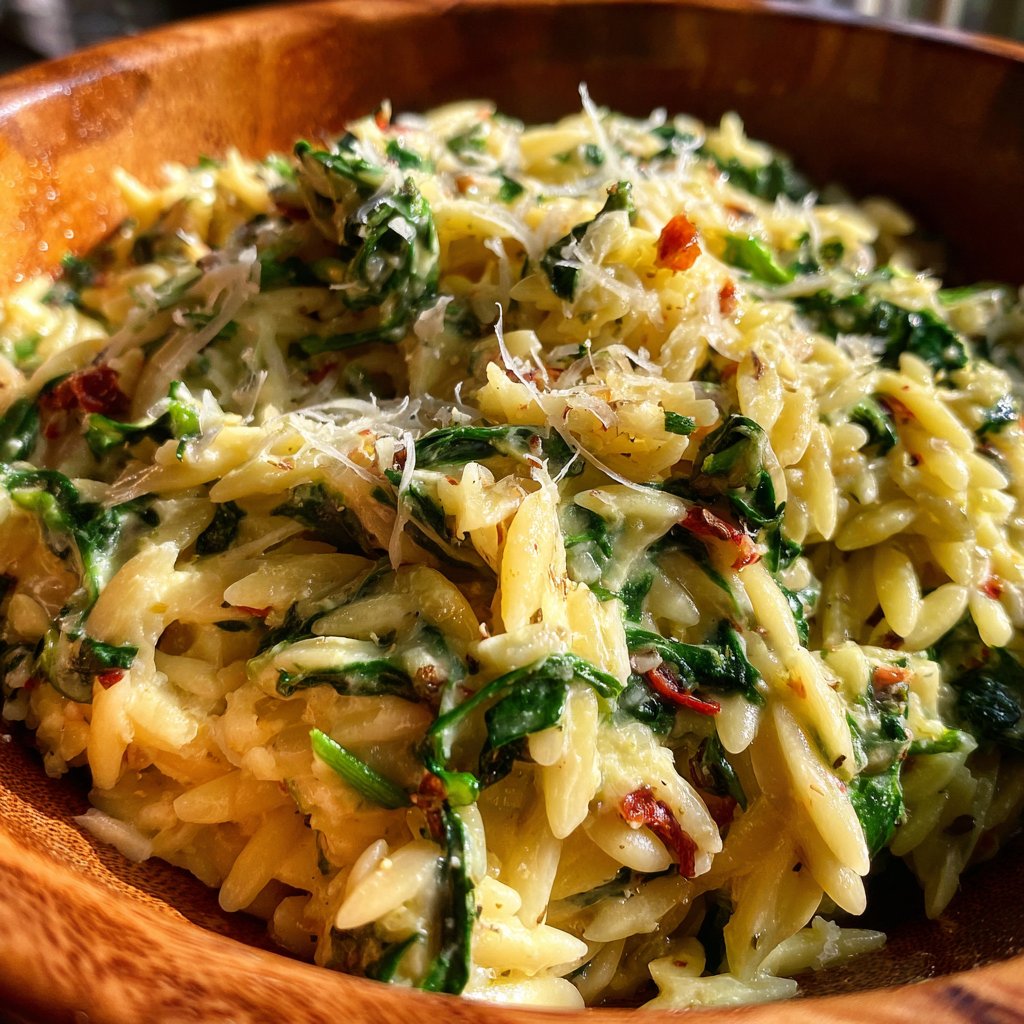 Creamy Spinach Parmesan Orzo