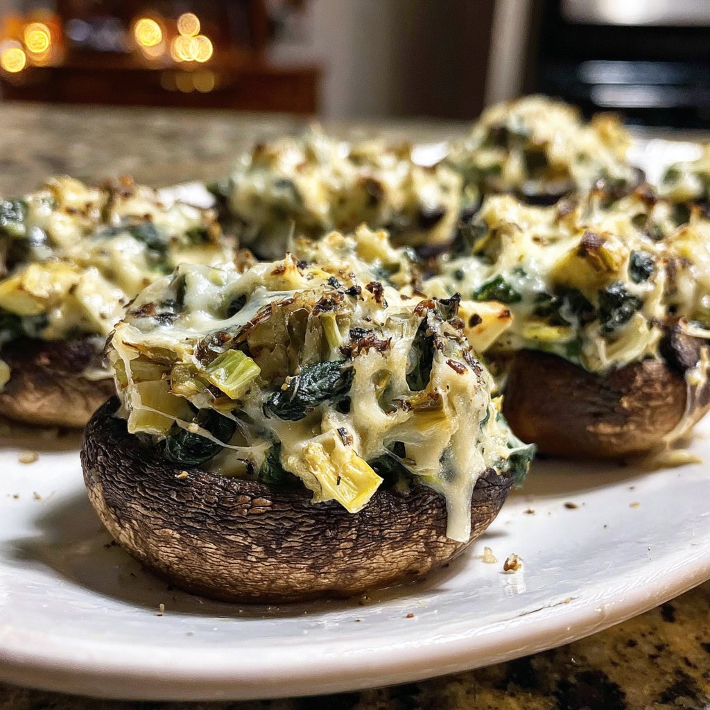 Spinach Artichoke Stuffed Portobellos