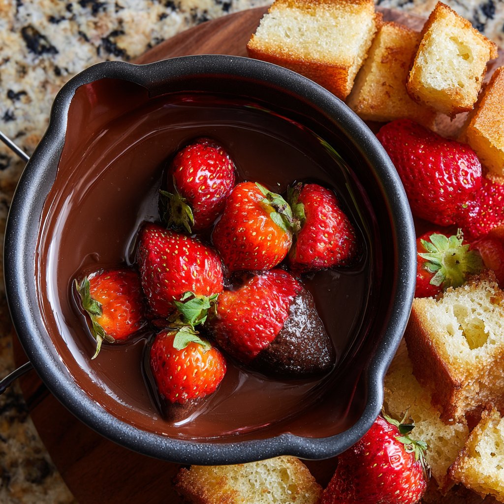 Fondue with Chocolate and Strawberries