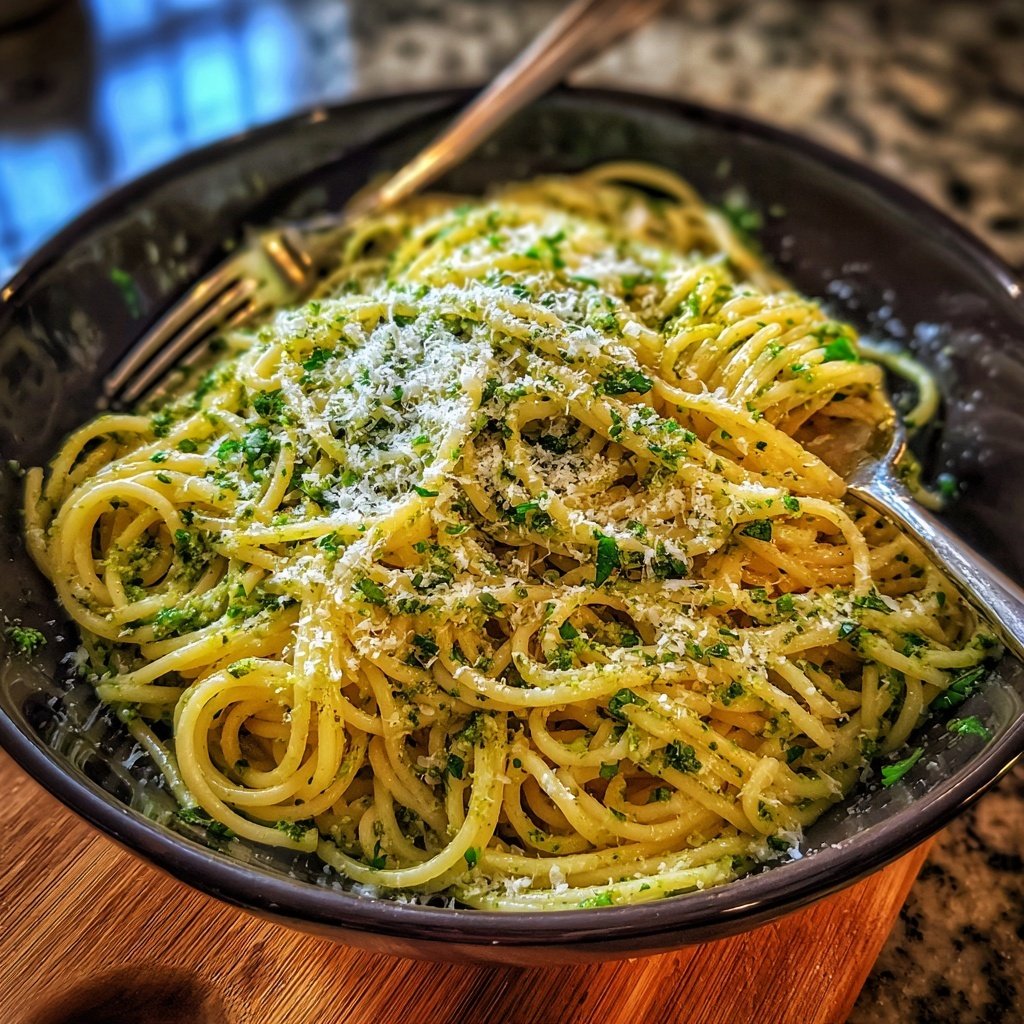 Angel Hair Pasta With Creamy Pesto